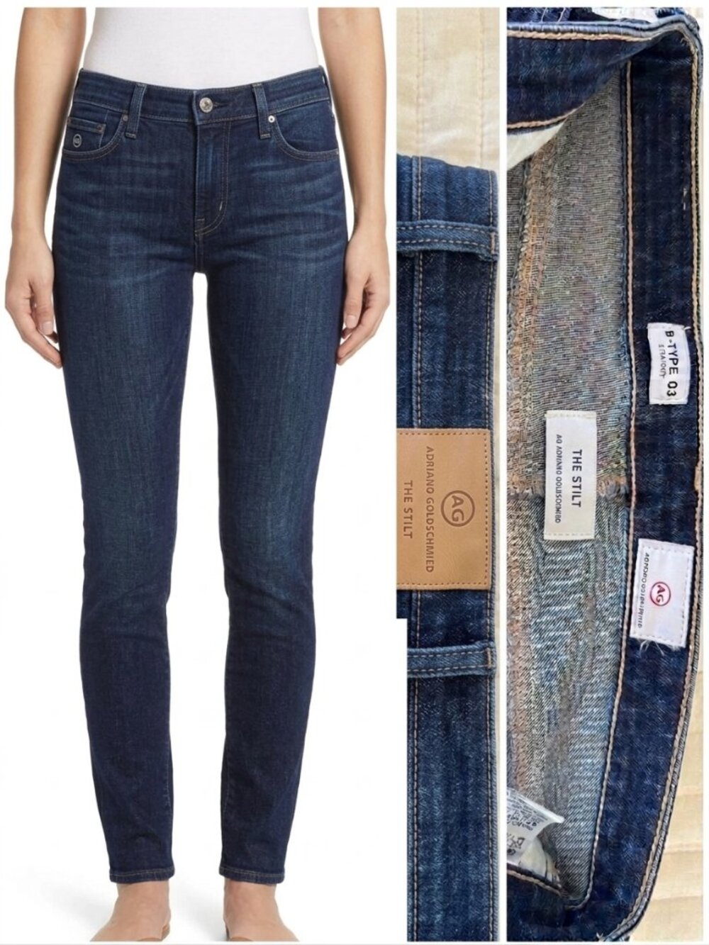 AG Adriano Goldschmied The Stilt B-Type 03 Cigarette Straight Jeans Dark Wash 26